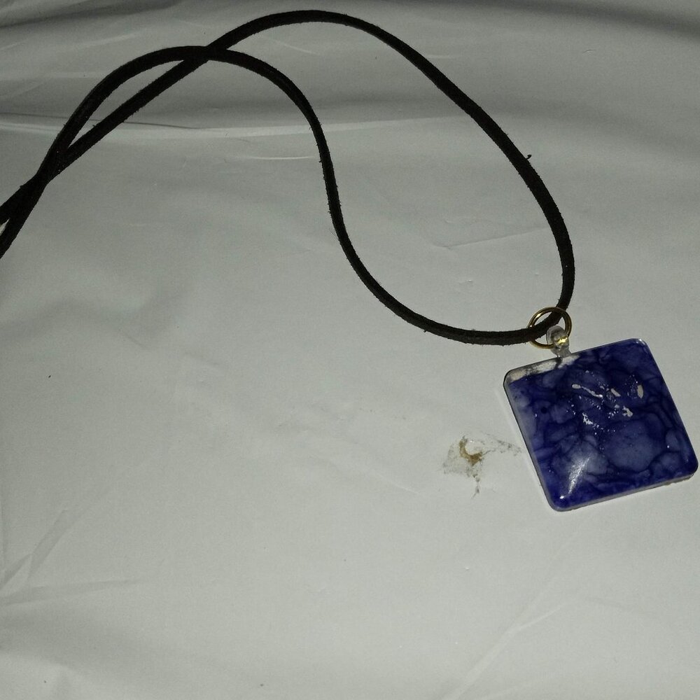 Handmade Blue Square Necklace